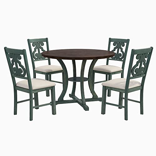6-Piece Dining Set with Rectangular Table and 4 Fabric Upholstered Chairs and Bench J48915