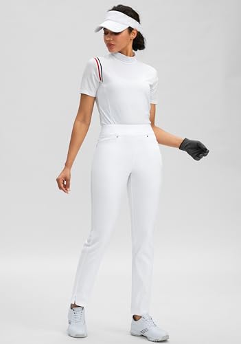 Women's High Waisted Stretch Straight Leg Golf Pants with 3 Pockets A7346
