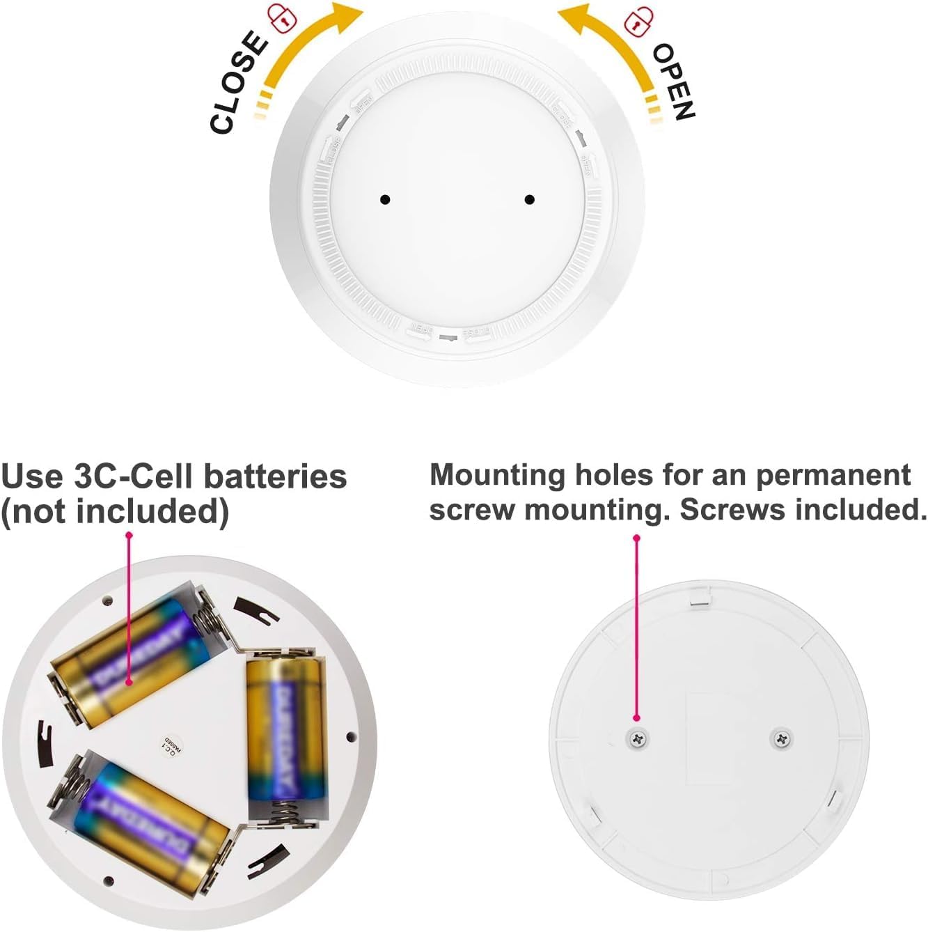 Wireless Battery Operated Motion Sensor LED Ceiling Light, 250 Lumens, 5 Inch, Warm White L763556