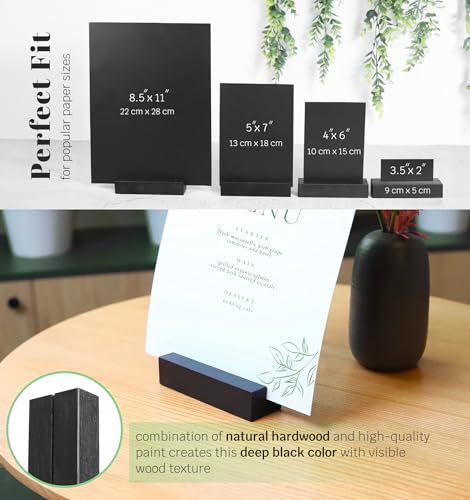10 Pack Black Wooden Place Card Holder V592655