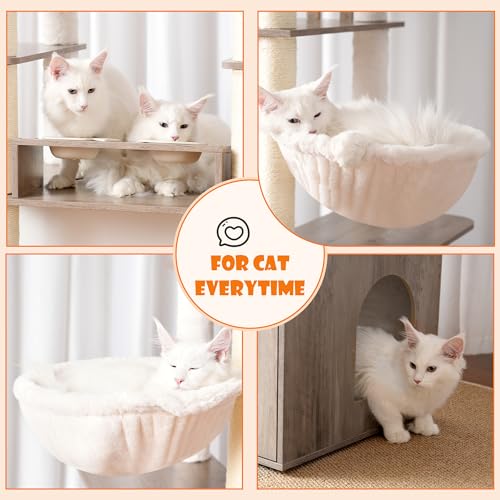 76.8-inch Wooden Cat Tree with Litter Box Enclosure and Scratching Post G229227