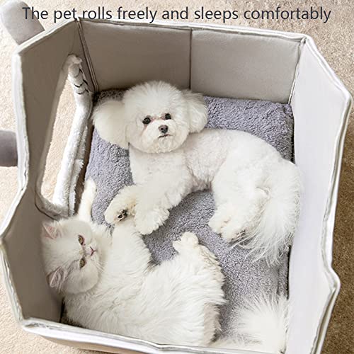 Grey Double Roof Indoor Dog House Cat Kennel with Removable Cushion R7938