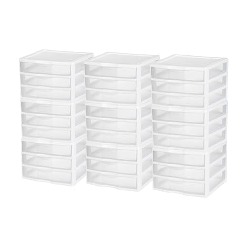 3-Pack White 3 Drawer Plastic Desktop Organizer F7851