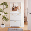 White Entryway Armoire with Drawers and Shelves C22758