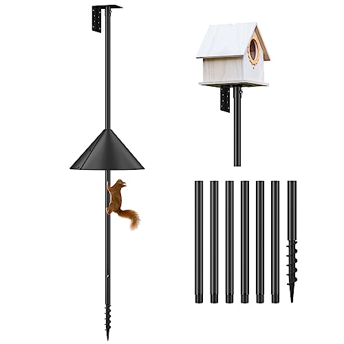 92 Inch Adjustable Heavy Duty Bird Feeder Pole with Squirrel Proof Baffle E30939