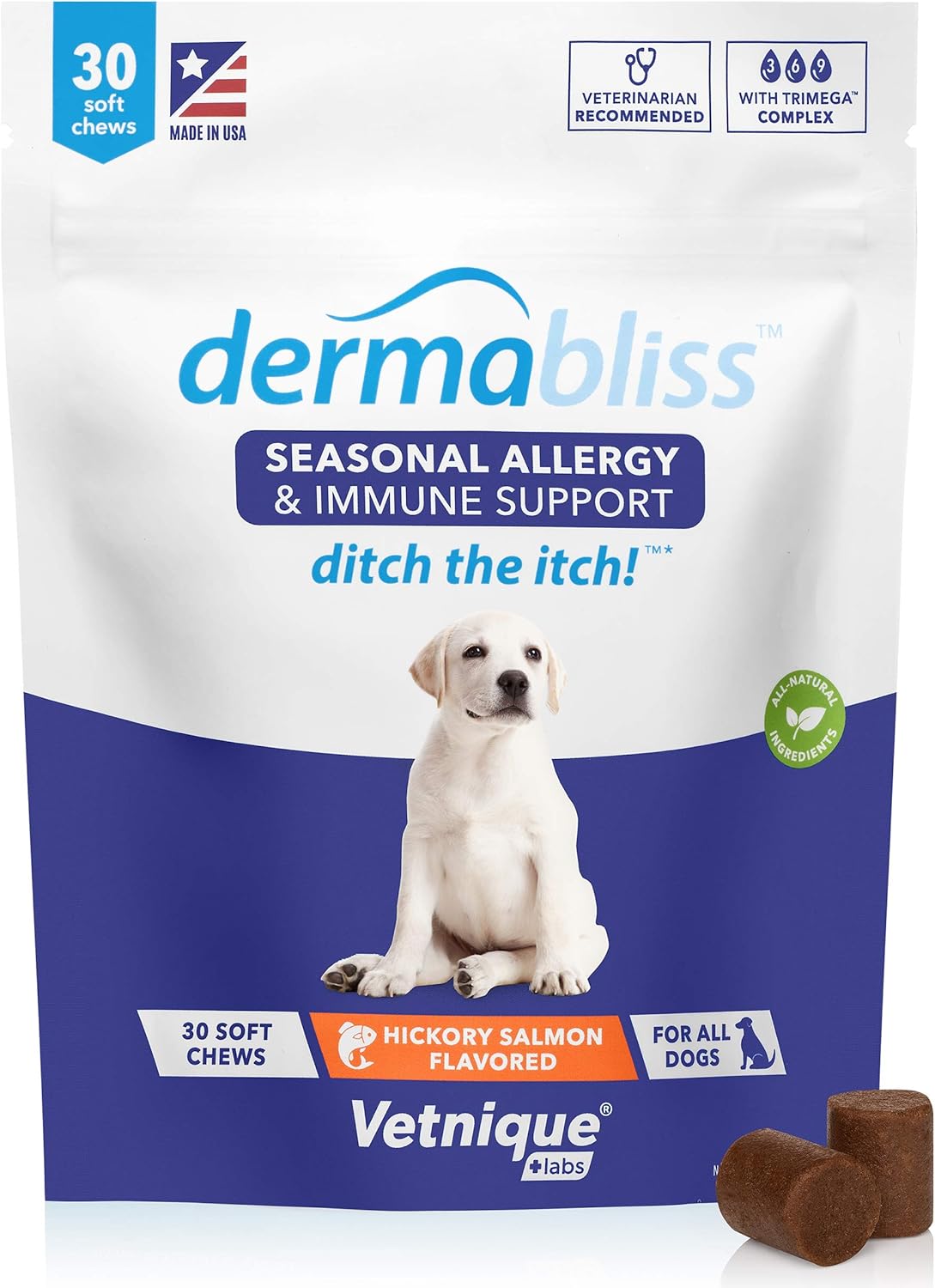 Anal Gland Support Chews 120ct Pork Liver and Allergy Chews 30ct Hickory Salmon Dog Vitamins and Supplements Bundle G884493