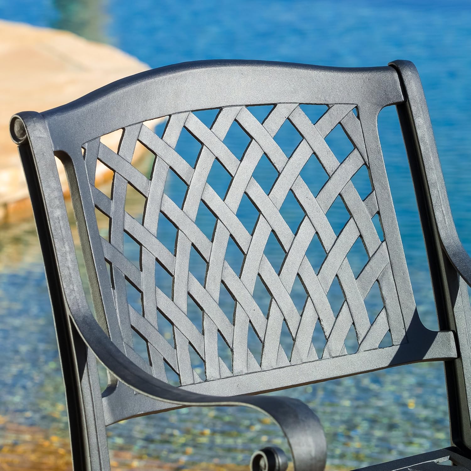 5-Pcs Cast Aluminum Outdoor Dining Set Black Sand S885484