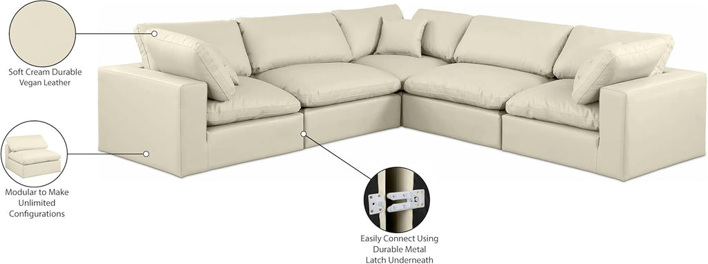 Cream Vegan Leather Modular Sectional T566457