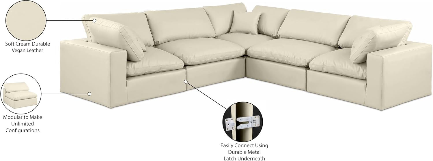 Cream Vegan Leather Modular Sectional T566457