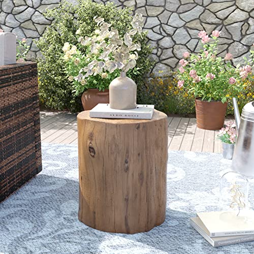 Light Grey Wood-Look Stump Side Table Y3889