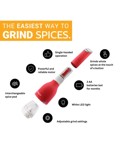 Battery-Operated Pepper Mill & Spice Grinder with Ceramic Grinding Elements O448
