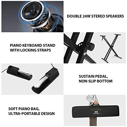 Black 88 Key Weighted Hammer Action Digital Piano with Stand, Sustain Pedal Q7167
