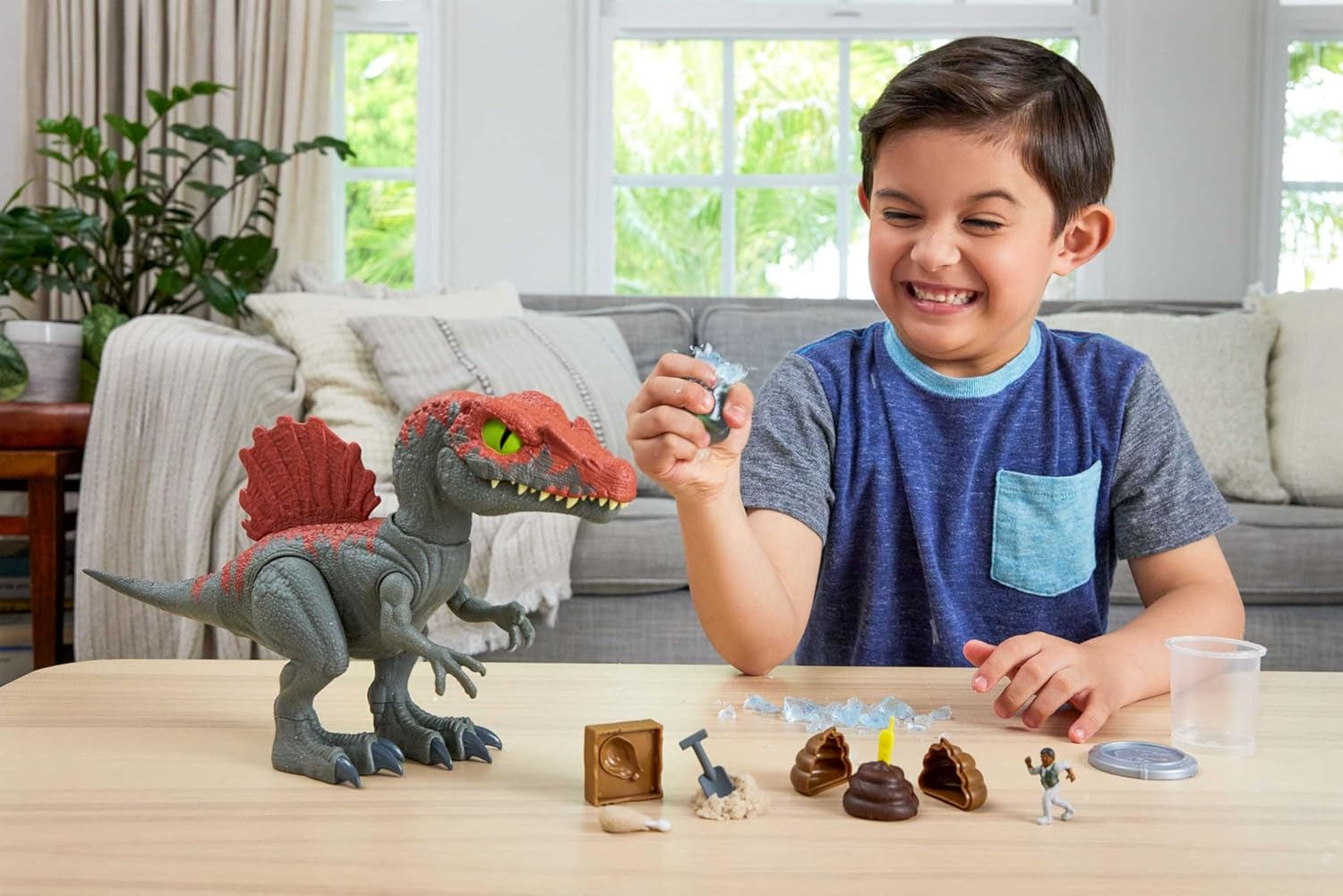 Spinosaurus Dinosaur Action Figure & Sand & Gel & Dough M7725