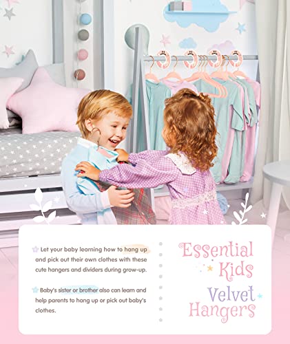 11 Inch Pink Velvet Kids Hangers with 6 Pcs Size Dividers Non Slip - 30 Pack P9028