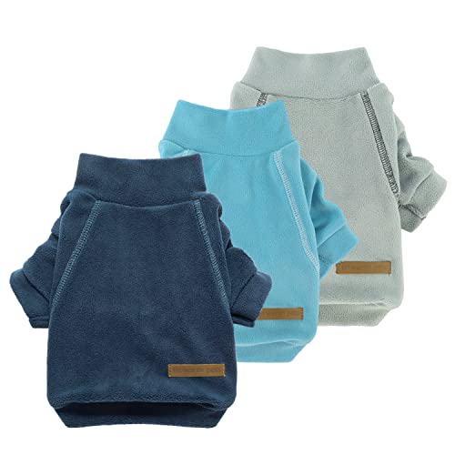 3 Pack Fleece Dog Sweater, Burgundy Red, Green, Navy Blue, Medium M347