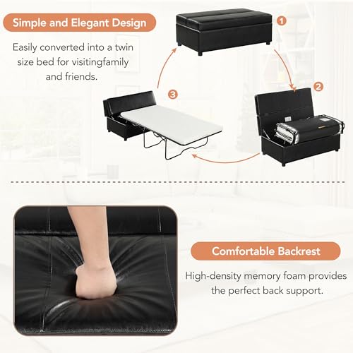 Light Gray Ottoman Folding Bed with Mattress E84945