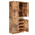 White 72" Tall Kitchen Pantry Cabinet with Sliding Storage Rack and 6 Hanging Shelves E202852