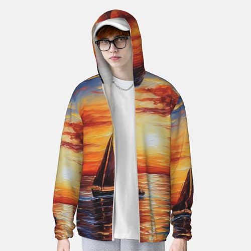 UPF 50+ Sun Protection Hoodie Jacket Quick Dry Rash Guard Long Sleeve Sun Shirt L7466