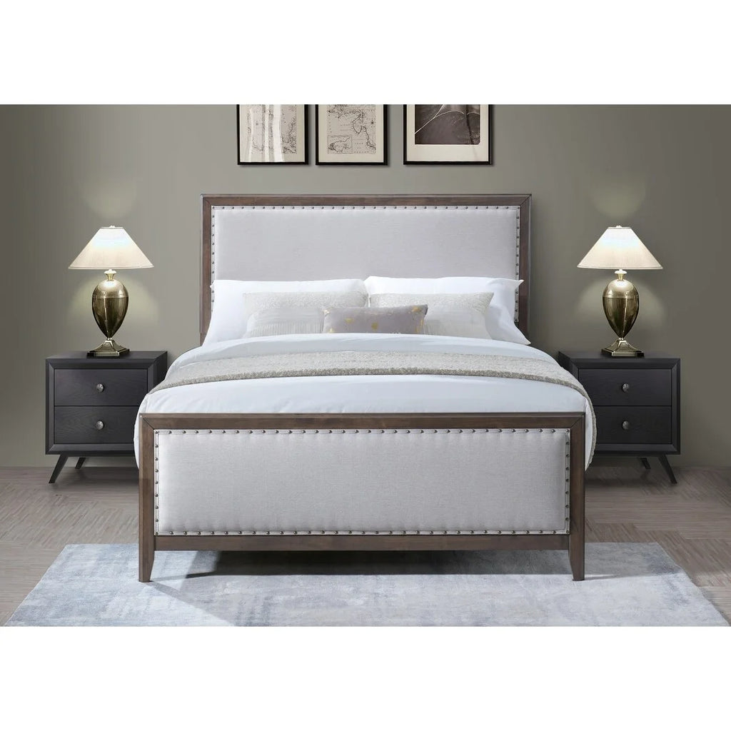 Natural Solid Wood Upholstered Adjustable Platform Bed Queen Y35863