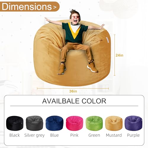 Black 4Ft Memory Foam Bean Bag Chair with Microfiber Cover P4831
