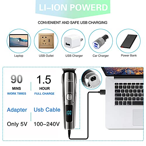 Beard Trimmer, IPX7 Waterproof Cordless Electric Razor with LED Display I82759