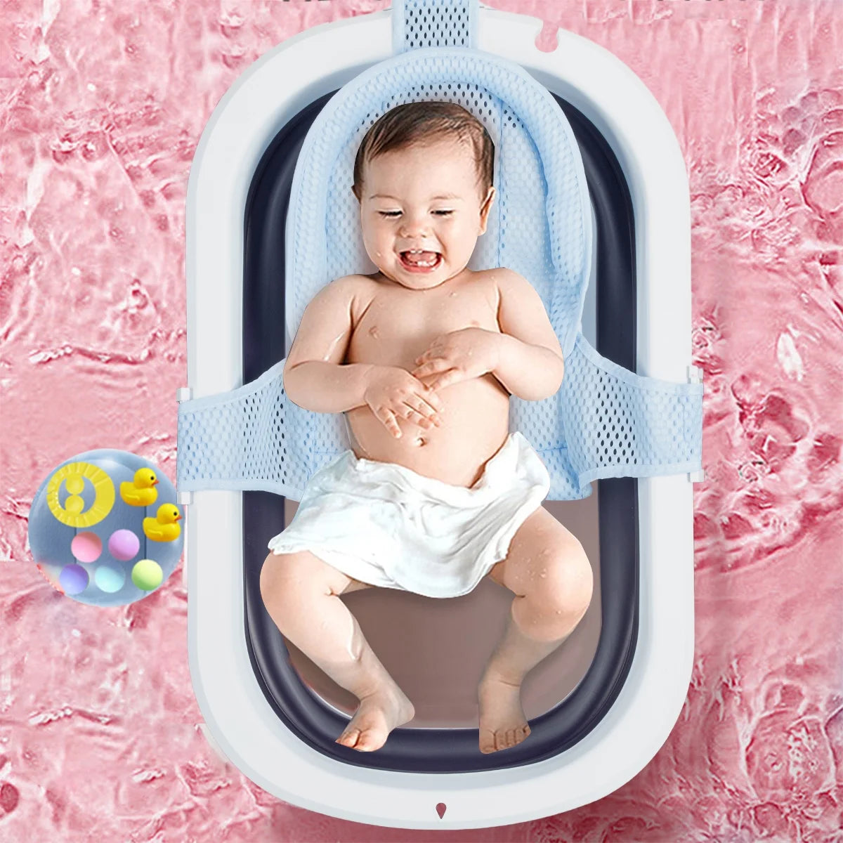 31'' Folding Baby Bathtub with Support Blue V64190