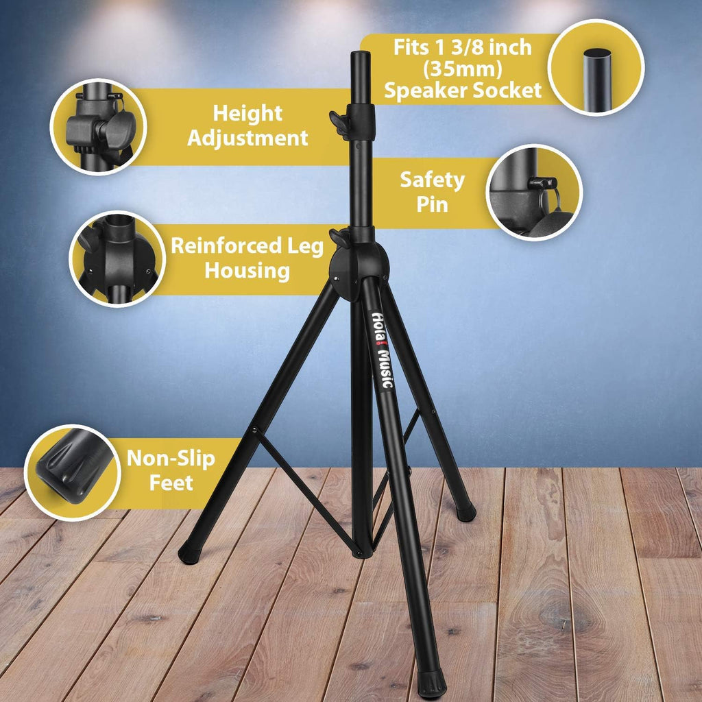 PA Speaker Stands, Heavy-Duty Tripod, Adjustable Height, Pack of 2 M40318