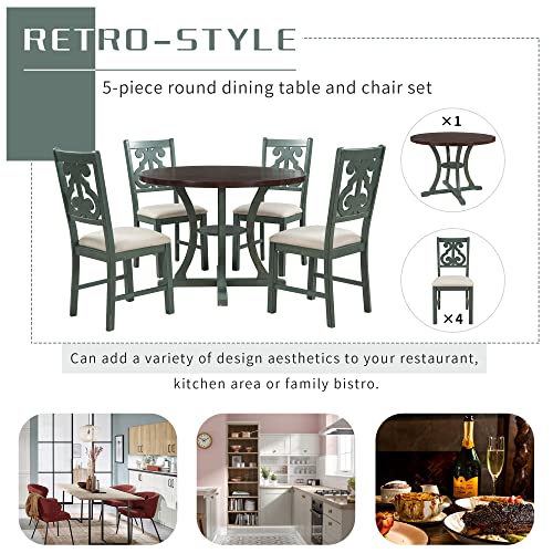 6-Piece Dining Set with Rectangular Table and 4 Fabric Upholstered Chairs and Bench J48915