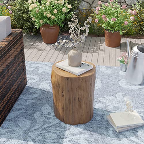 Light Grey Wood-Look Stump Side Table Y3889