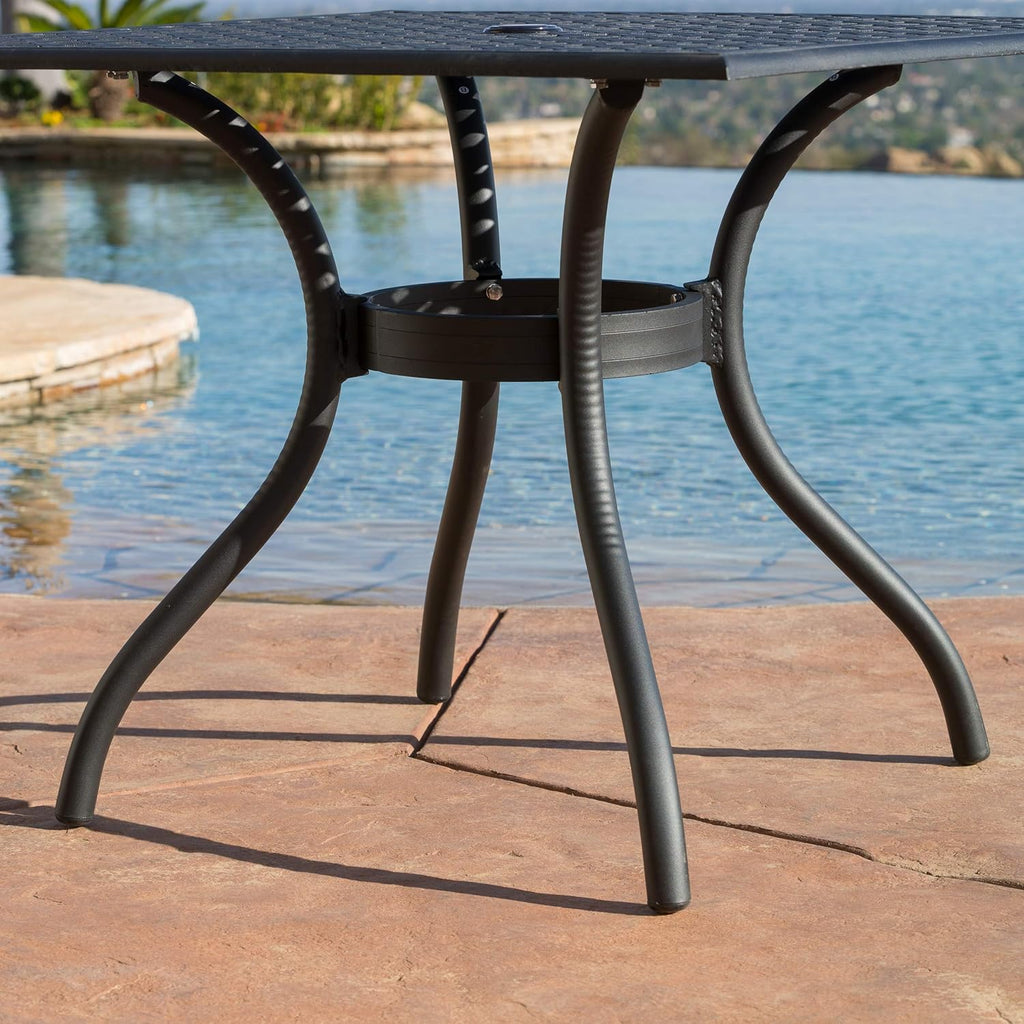 5-Pcs Cast Aluminum Outdoor Dining Set Black Sand S885484