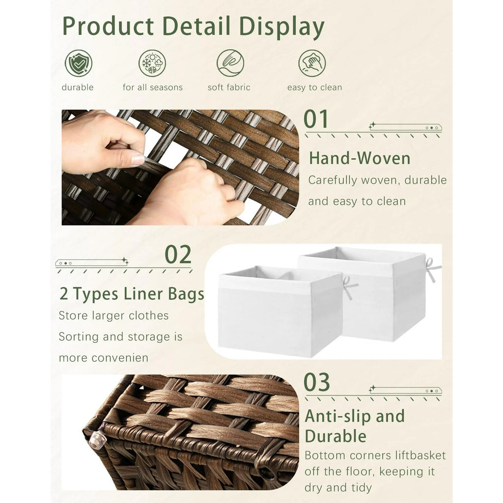 Gray 17.2 Gallon Rattan Storage Basket with Lid B21886