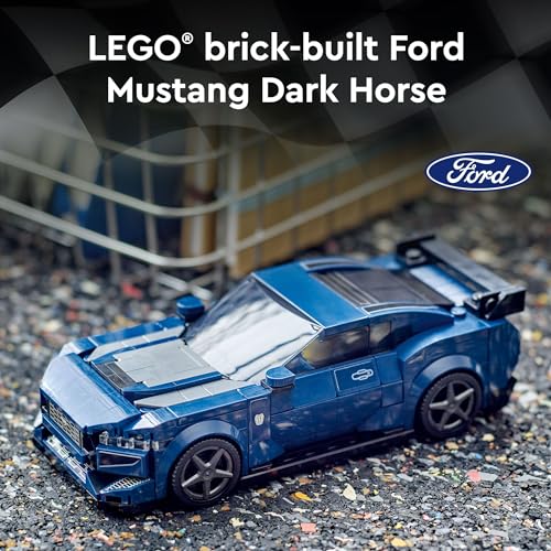 Blue Ford Mustang Dark Horse Sports Car Toy, Buildable Toy Car Model Set, 76920 D2454