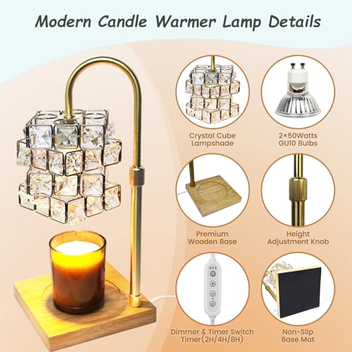 Candle Warmer Lamp with Timer, Adjustable Height, 2 Bulbs F616419
