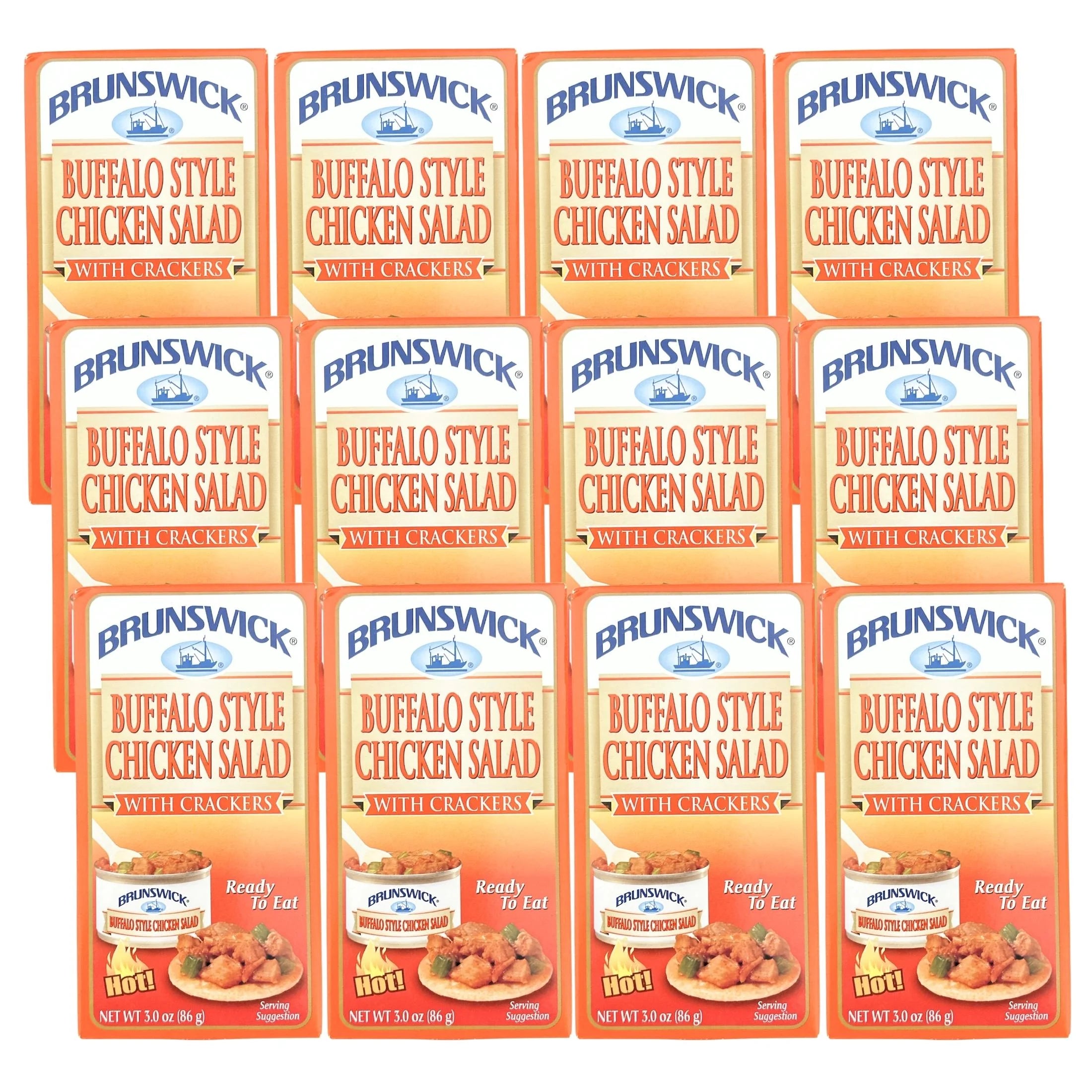 12 Pack Canned Chicken Salad with Crackers 3.0 oz Plastic Spreader Spoon Included D766
