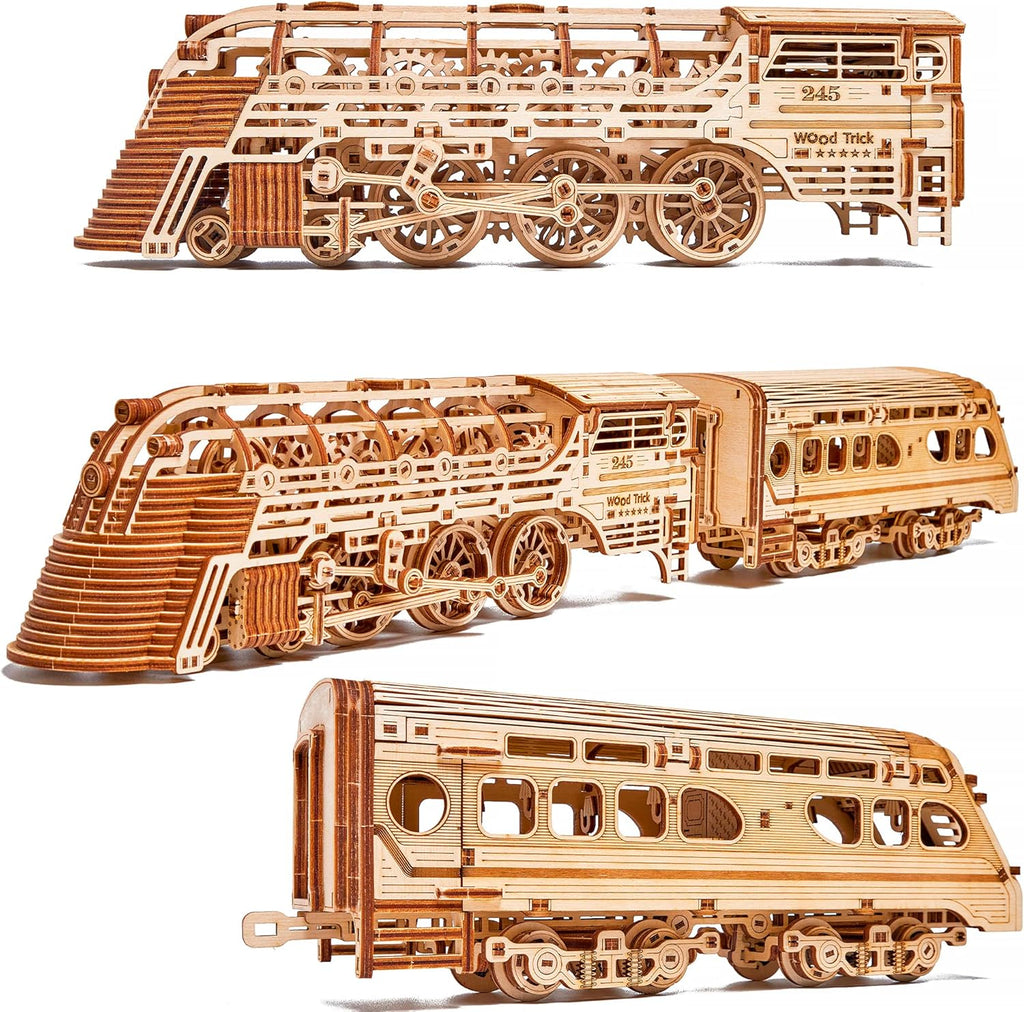 26.7x4 in Wooden Mechanical Locomotive Model Kit W69756