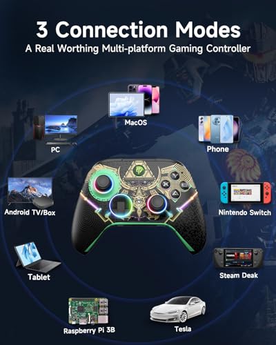 Wireless Bluetooth Controller with Hall Joysticks and RGB Lighting M80846