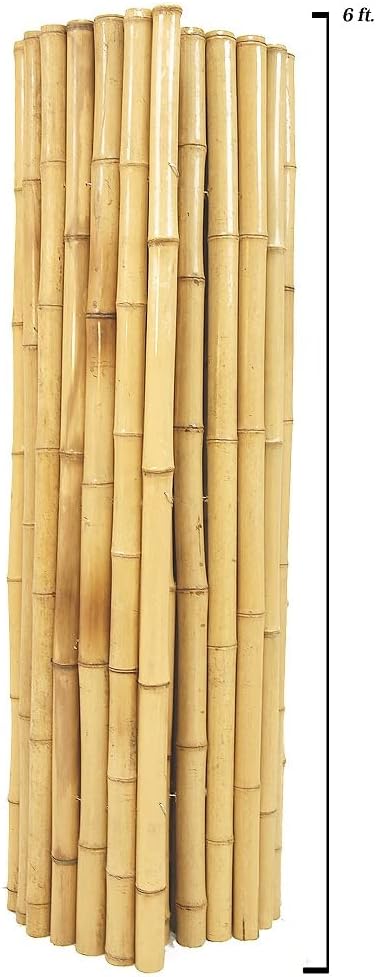 Natural Bamboo Fencing Rolled Fence Panel 0.75 in D x 6 ft H x 8 ft L Y5865