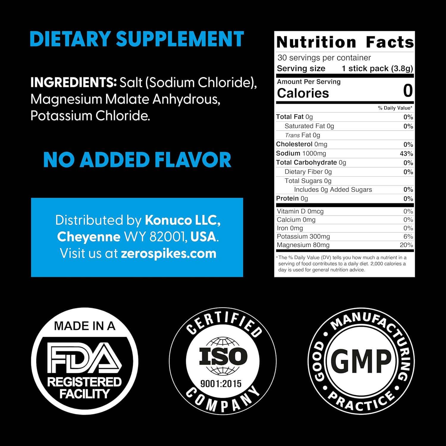 30 Sticks Unflavored Electrolytes Powder Packets F2335