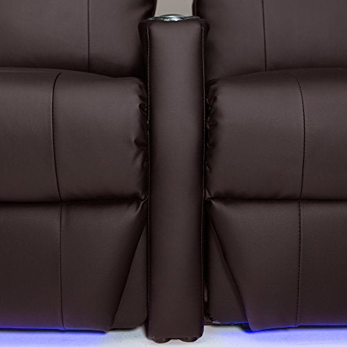 Bonded Leather Power Recline Home Theater Seating Row of 3 Black O53787