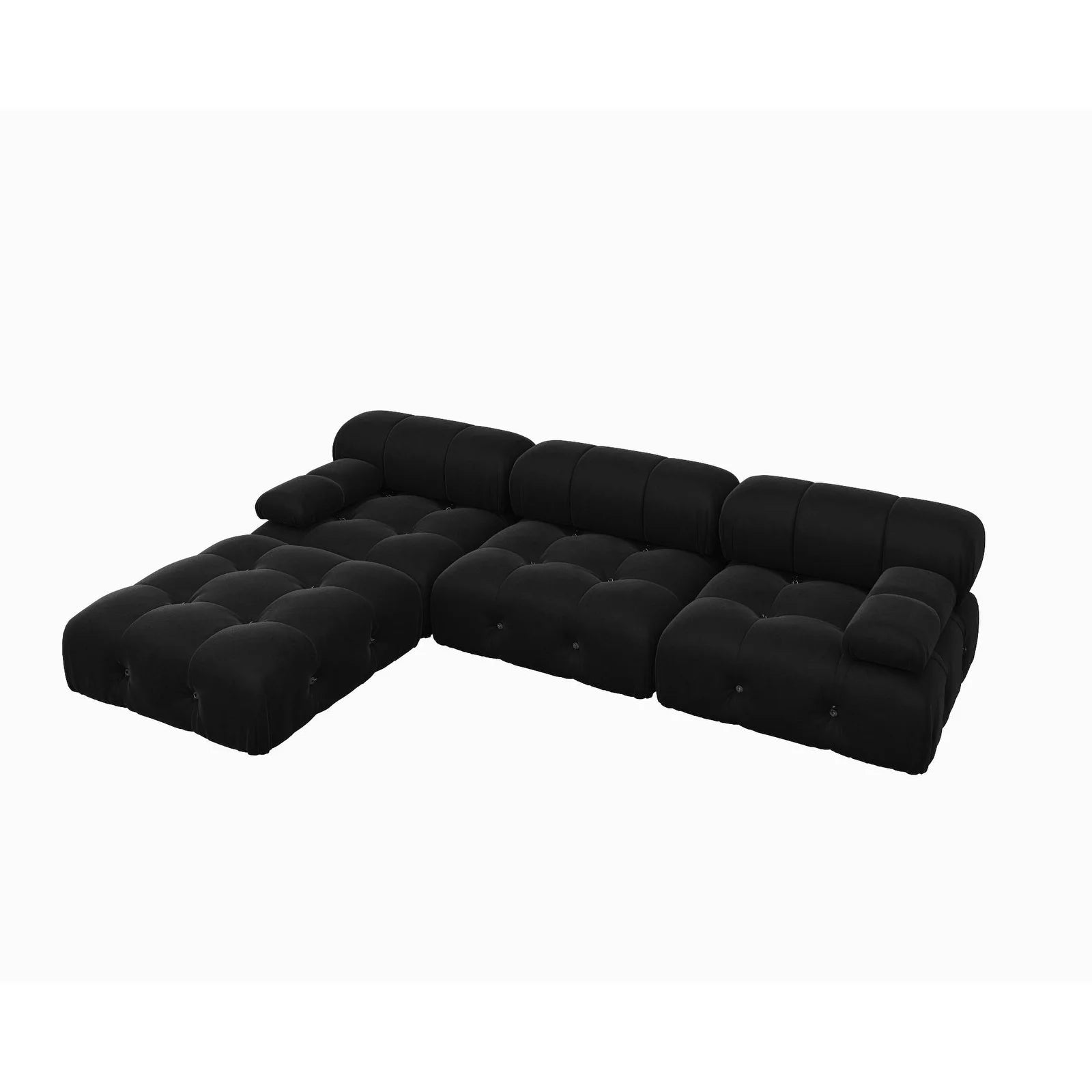 Black Velvet L-Shape Modular Sectional Sofa Q240
