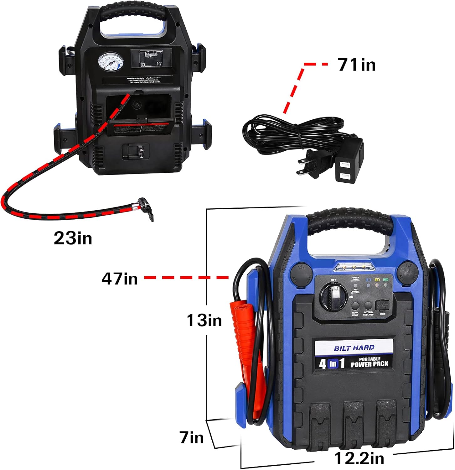 900 Peak/400 Instant Amps Portable Power Station Jump Starter with Air Compressor N4825