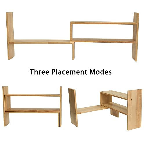 White Adjustable Rubber Wood Desktop Shelf F200334