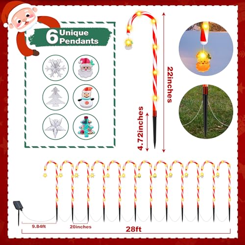 12-Piece Solar Candy Cane Pathway Lights S19078