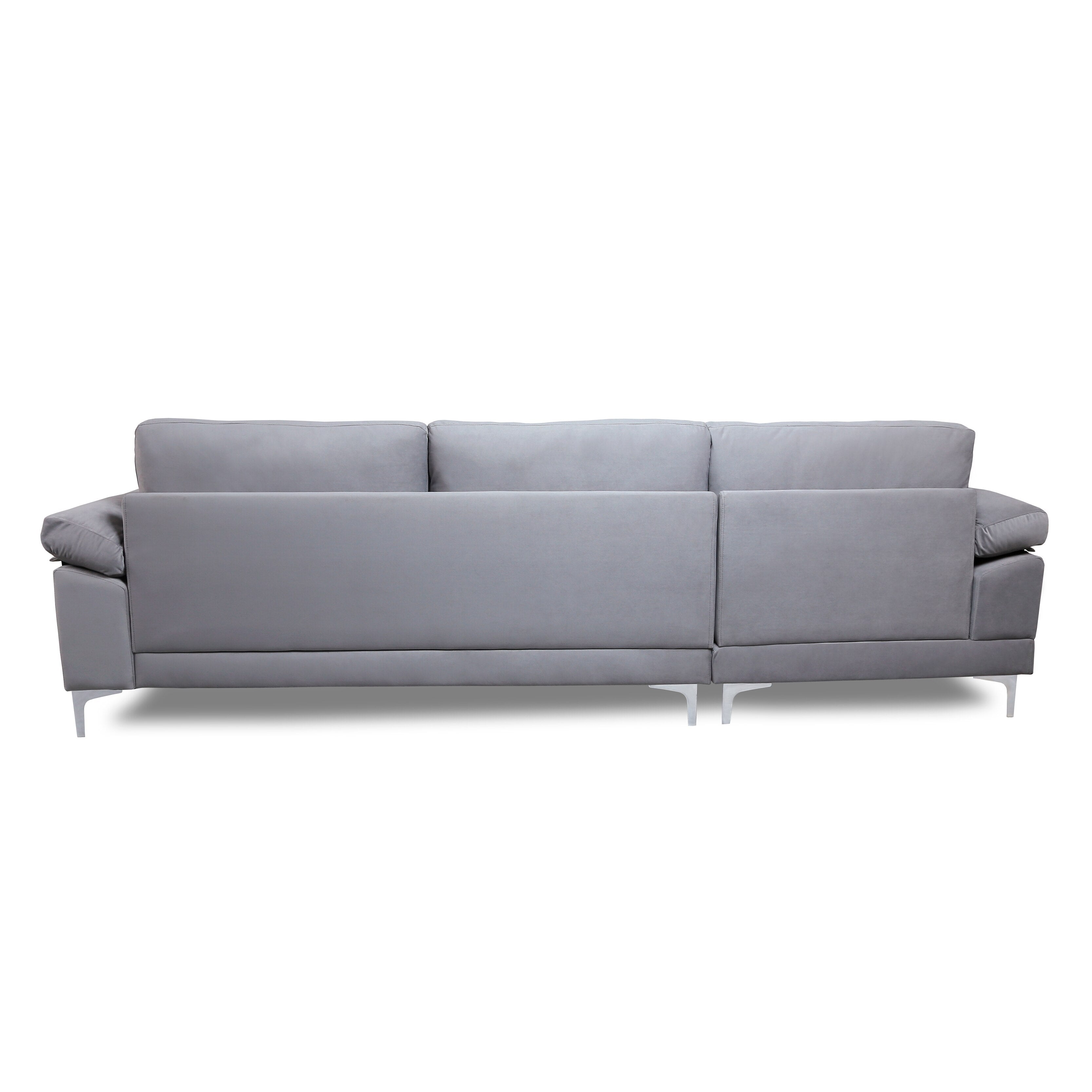 Gray Velvet L-Shape Sofa with Chaise Lounge H362316