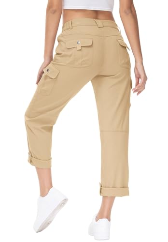 Womens Cargo Hiking Pants with 6 Pockets Lightweight Stretch Quick Dry Roll Up M3378