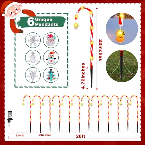 12-Piece Solar Candy Cane Pathway Lights S19078