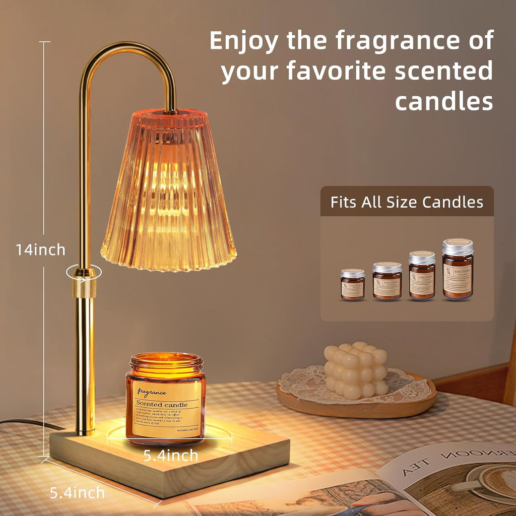 Champagne Gold Adjustable Height Electric Candle Warmer Lamp with Timer P617298