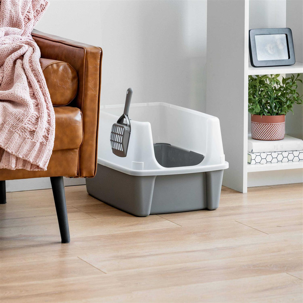 Open Top Cat Litter Box with Shield and Scoop U43302