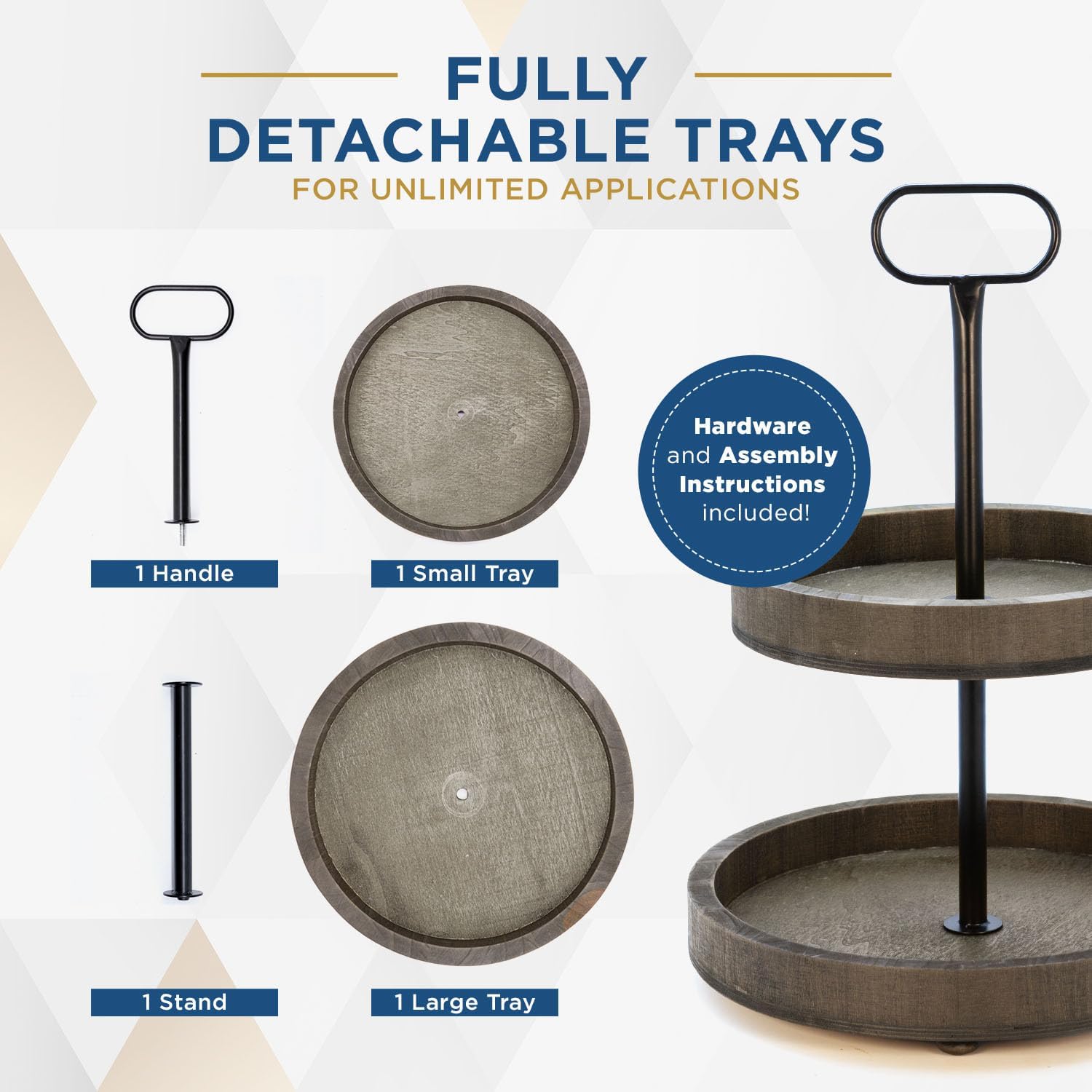 2 Tier Wooden Tray Stand F92760