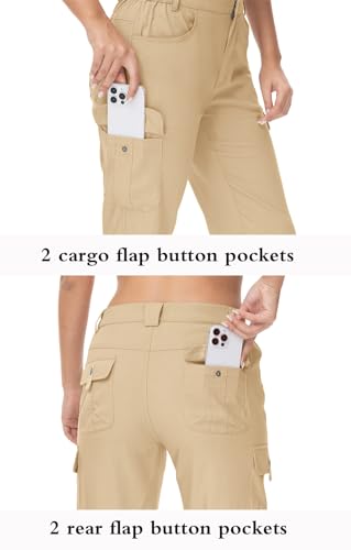 Womens Cargo Hiking Pants with 6 Pockets Lightweight Stretch Quick Dry Roll Up M3378